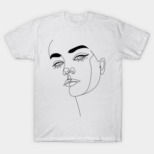 Abstact line art face T-Shirt